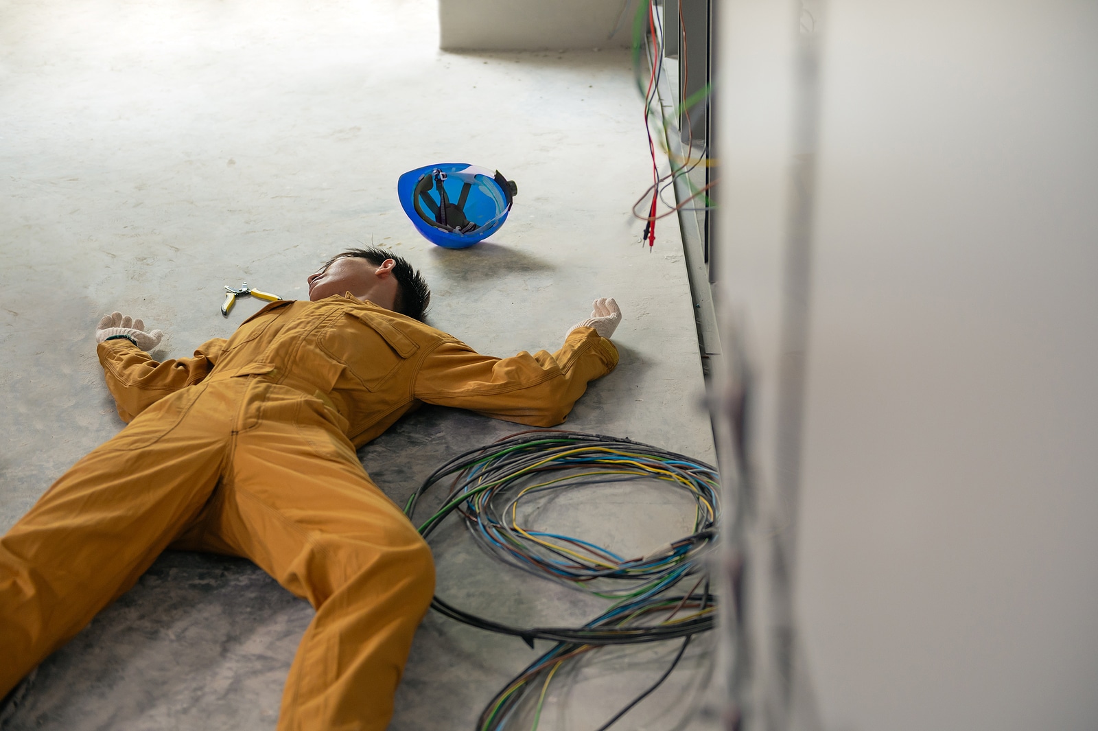 Responsible guy putting on medical protective mask